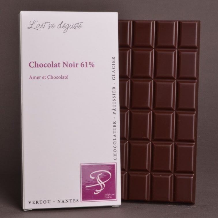 Tablette Chocolat Noir 61% de Stéphane Pasco, aux notes Amères et Chocolatées