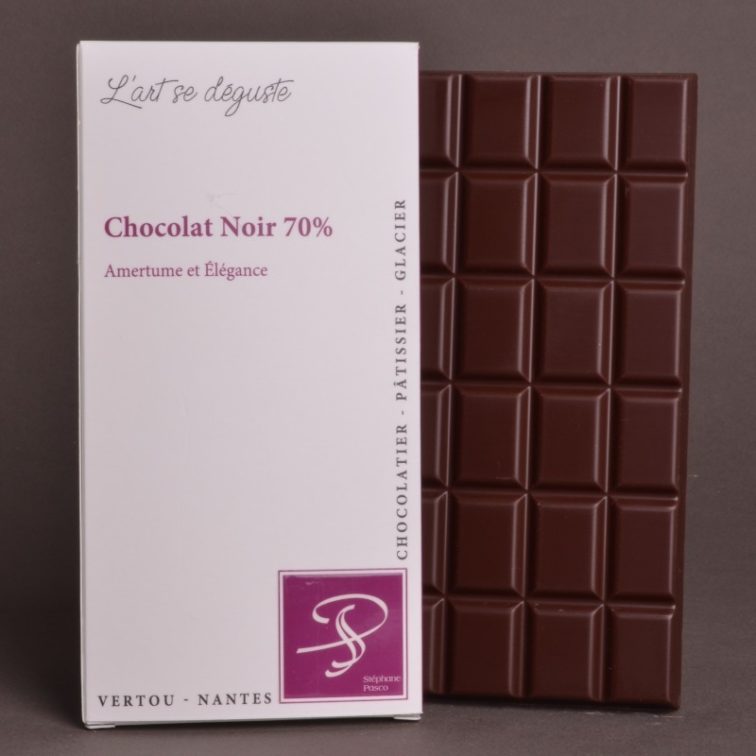 Tablette Chocolat Noir 70% de Stéphane Pasco, entre Amertume et Élégance
