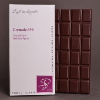 Tablette Grenade 65% Chocolat Noir de Stéphane Pasco, Pure Origine, aux notes de Fraîcheur épicée