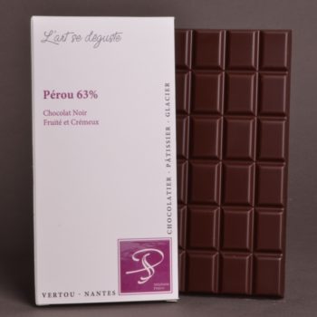 Tablette Pérou 63% Chocolat Noir de Stéphane Pasco, Pure Origine, aux notes Fruitées et Crémeuses
