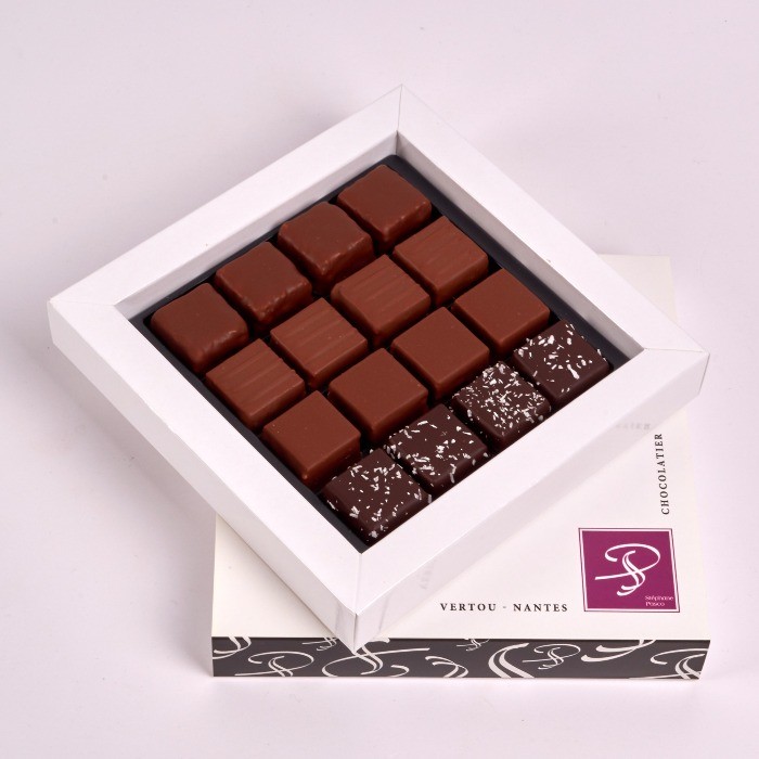 Coffret Petit Carré Praliné de 16 Chocolats - Stéphane Pasco, Chocolatier à  Nantes