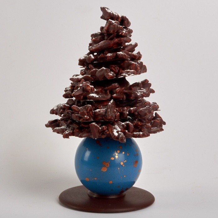 Sapin de Noël Croc, au Chocolat Noit et Amandes caramélisées de Stéphane Pasco