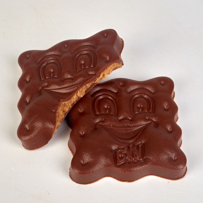 BVN Lait, le Biscuit Vertou Nantais de Stéphane Pasco, Biscuit au Gianduja, Praliné Noisette et Sablé Breton, enrobé de Chocolat Lait