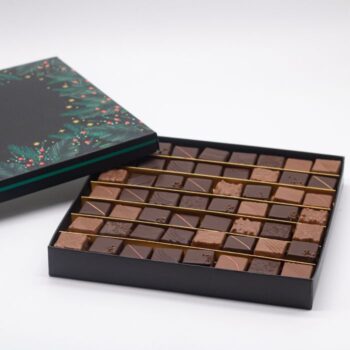 Coffret de Noël XXL de 56 ou 120 Bonbons de Chocolat, en assortiment Noir et Lait, de Stéphane Pasco, artisan Chocolatier à Nantes et Vertou