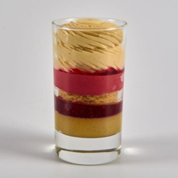 Verrine Eveil aux saveurs de Pistache et de Framboise de Stéphane Pasco, artisan Pâtissier à Nantes