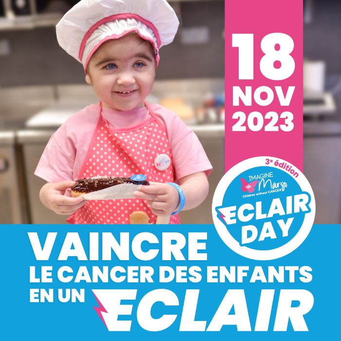 La Pâtisserie Stéphane Pasco, à Nantes et Vertou, participe à l'Eclair Day le 18 novembre 2023 pour vaincre le cancer des enfants en un éclair, avec l'association Imagine for Margo