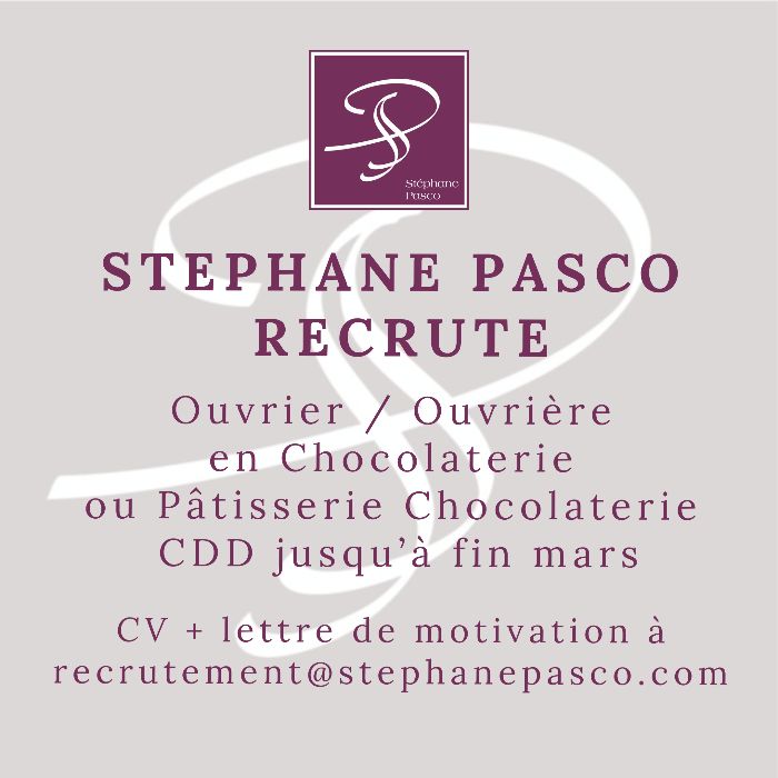 Stéphane Pasco recrute un(e) Pâtissier(e) Chocolatier(e) en CDD