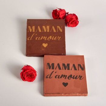 Bonne Fête Maman d'Amour, Douceur en Chocolat Noir ou Lait et Praliné Amande Noisette, pour la fête des Mères, de Stéphane Pasco, artisan Chocolatier à Nantes