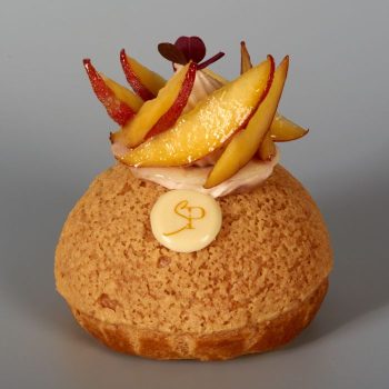 Chou Pêche, Chantilly Pêche de Vigne, Compotée Pêche Blanche, Pâte à Choux, de Stéphane Pasco, artisan Pâtissier à Nantes et Vertou