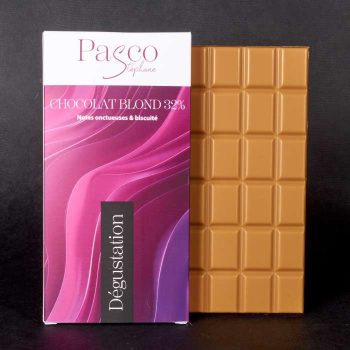 Tablette de Chocolat Blond 32% Dégustation de Stéphane Pasco, artisan Chocolatier à Nantes et Vertou