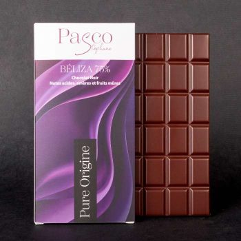 Tablette de Chocolat Noir Belize 75% Pure Origine de Stéphane Pasco, artisan Chocolatier à Nantes et Vertou