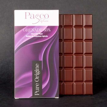 Tablette de Chocolat Noir Grenade 65% Pure Origine de Stéphane Pasco, artisan Chocolatier à Nantes et Vertou