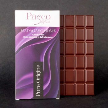 Tablette de Chocolat Noir Madagascar 64% Pure Origine de Stéphane Pasco, artisan Chocolatier à Nantes et Vertou