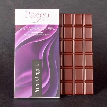 Tablette de Chocolat Noir Madagascar 86% Pure Origine de Stéphane Pasco, artisan Chocolatier à Nantes et Vertou