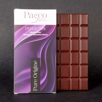 Tablette de Chocolat Noir Pérou 70% Pure Origine de Stéphane Pasco, artisan Chocolatier à Nantes et Vertou