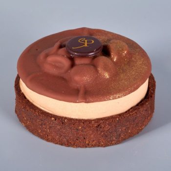 Tarte Trésor, aux saveurs de Chocolat, Fruit de la Passion et Cacahuète, de Stéphane Pasco, artisan pâtissier à Nantes et Vertou