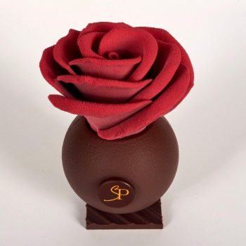 Rose en Chocolat Noir, Praliné Feuilletine de Stéphane Pasco, artisan Chocolatier à Nantes