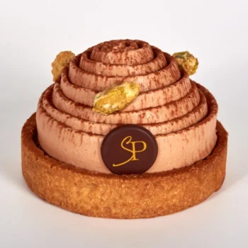 Tarte Vert Rubis, aux saveurs de Pistache et Griotte, de Stéphane Pasco, artisan pâtissier à Nantes et Vertou