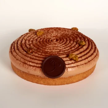 Tarte Vert Rubis 4 personnes, aux saveurs de Pistache et Griotte, de Stéphane Pasco, artisan pâtissier à Nantes et Vertou