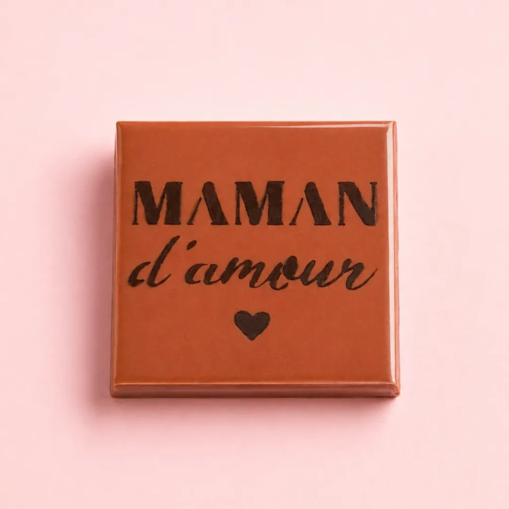 Maman d'Amour, Douceur en Chocolat Lait et Praliné Amande Noisette, pour la fête des Mères, de Stéphane Pasco, artisan Chocolatier à Nantes