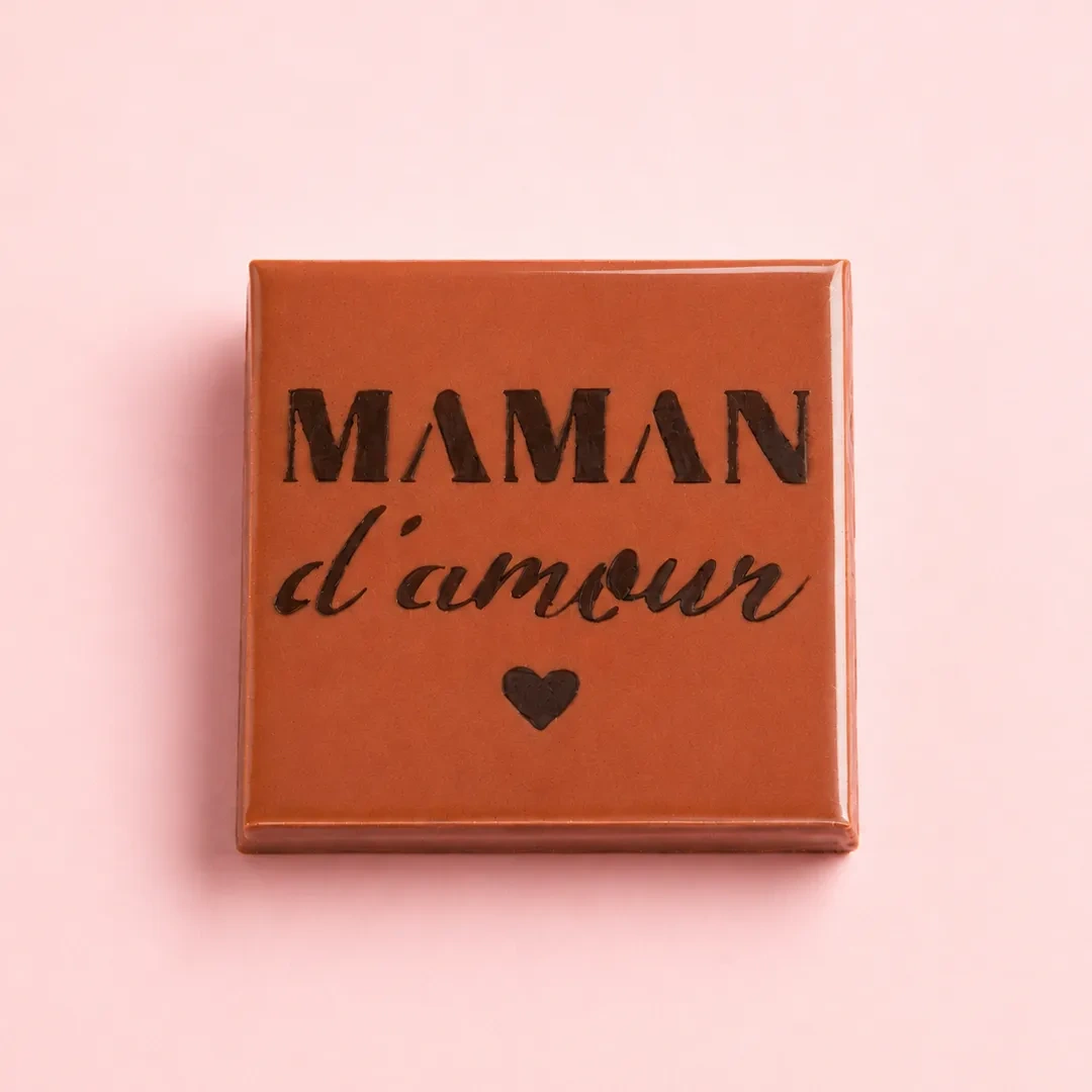 Maman d'Amour, Douceur en Chocolat Lait et Praliné Amande Noisette, pour la fête des Mères, de Stéphane Pasco, artisan Chocolatier à Nantes