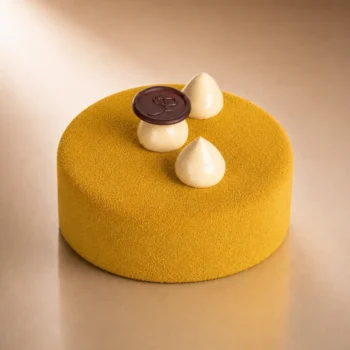 Pâtisserie Mamba 4 parts, entre chocolat passion et chantilly vanille de Stéphane Pasco, artisan à Nantes et Vertou