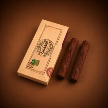 Etui à Cigare, composé de 2 Cigares en Chocolat Noir et Praliné Noisette Fleur de Sel, de Stéphane Pasco artisan Chocolatier à Nantes