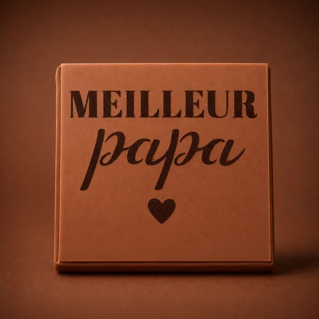 Meilleur Papa, douceur en Chocolat Lait et Praliné Spéculos, pour la fête des Pères, de Stéphane Pasco, artisan Chocolatier à Nantes et Vertou