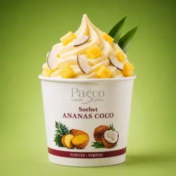 Pot de Sorbet artisanal Ananas Coco de Stéphane Pasco, Artisan Glacier à Nantes et Vertou