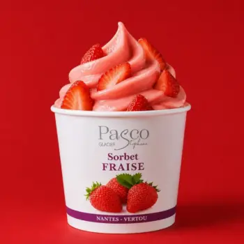 Pot de Sorbet artisanal Fraise de Stéphane Pasco, Artisan Glacier à Nantes et Vertou