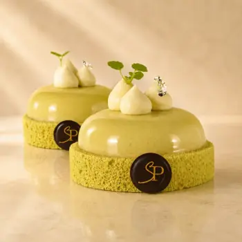 Pâtisserie Mitcham, aux saveurs de menthe, pomme et amande, de Stéphane Pasco, artisan Pâtissier à Nantes et Vertou