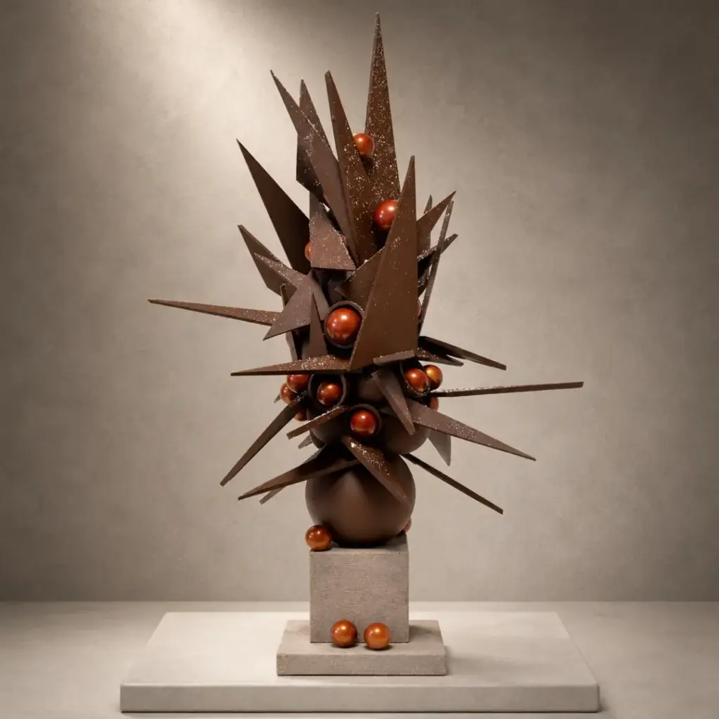 Pièce artistique en Chocolat en forme d'Arbre Épine de Stéphane Pasco, artisan Chocolatier à Vertou et Nantes