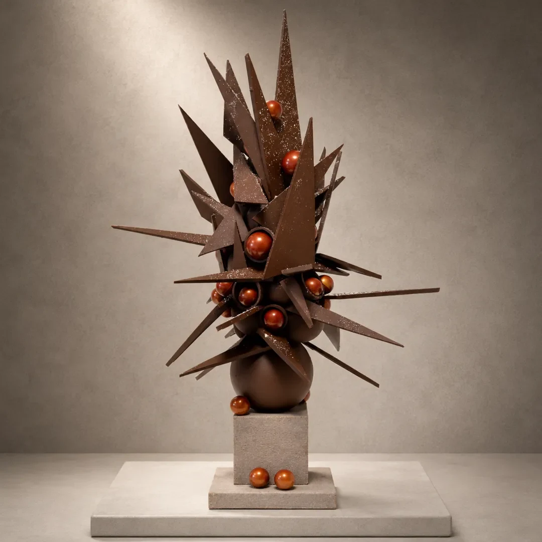 Pièce artistique en Chocolat en forme d'Arbre Épine de Stéphane Pasco, artisan Chocolatier à Vertou et Nantes
