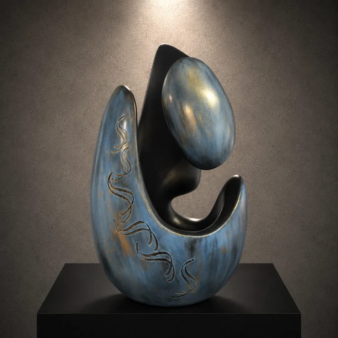 Pièce artistique en Chocolat en forme d'Oeuf de Pâques géant bleu, de Stéphane Pasco, Chocolatier à Nantes et Vertou