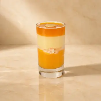 Verrine Glacée Coco Hana, une fraicheur tropicale, Passion, Mangue et Ananas, de Stéphane Pasco, artisan glacier à Nantes et Vertou