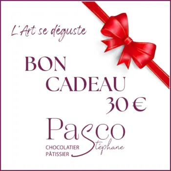 Bon Cadeau de 30€ à offrir à vos proches, de la boutique Stéphane Pasco, Pâtissier Chocolatier à Nantes et Vertou