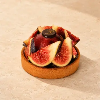Tarte Figue, douceur Praliné et fraîcheur Framboise, de Stéphane Pasco, artisan pâtissier à Nantes et Vertou