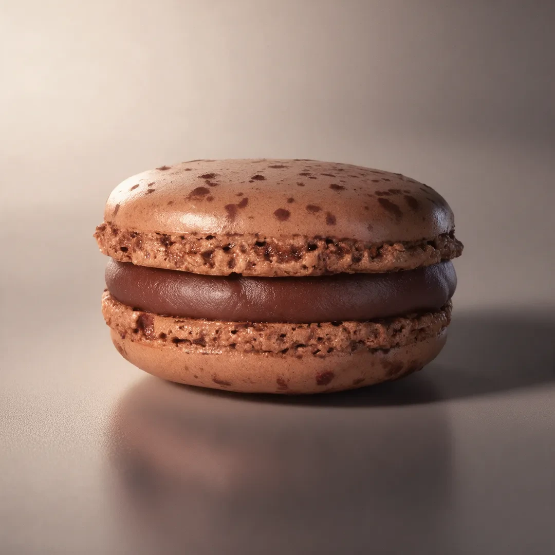 Macaron chocolat, ganache au chocolat, de Stéphane Pasco, pâtissier à Nantes et Vertou